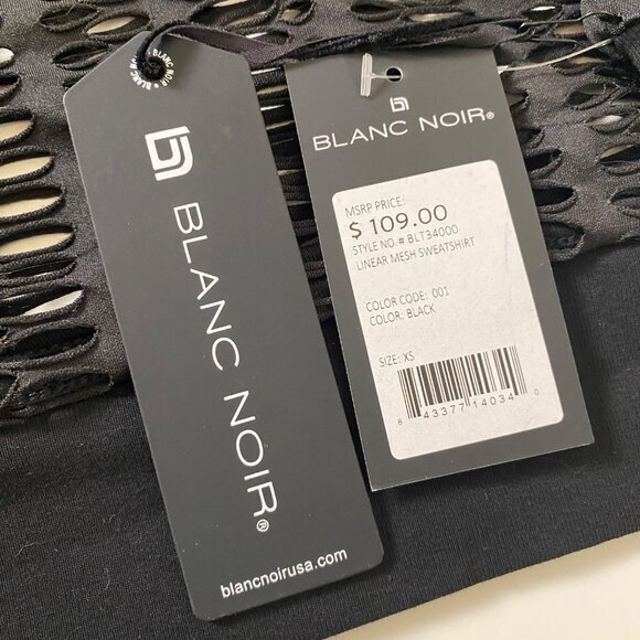 Blanc Noir‎ Sweatshirt Women's Size X-Small Black Linear Mesh Moto Goth Rocker - Picture 4 of 9